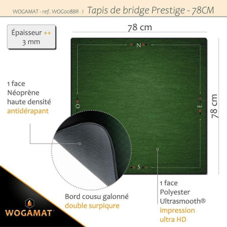 WOGAMAT - Tapis Bridge Prestige Vert 78x78cm