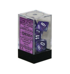 CHESSEX - Set de 7 dés - TRANSPARENT - Violet/Blanc