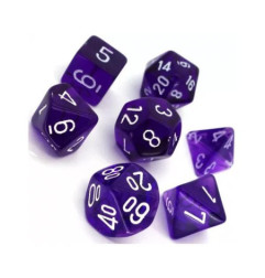 CHESSEX - Set de 7 dés - TRANSPARENT - Violet/Blanc