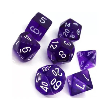 CHESSEX - Set de 7 dés - TRANSPARENT - Violet/Blanc