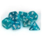 CHESSEX - Set de 7 dés - TRANSPARENT - Sarcelle/Blanc