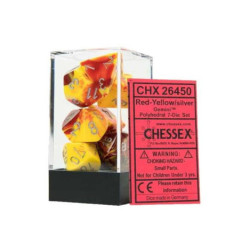 CHESSEX - Set de 7 dés - GEMINI - Rouge - Jaune/Argent