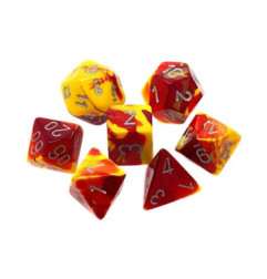 CHESSEX - Set de 7 dés - GEMINI - Rouge - Jaune/Argent