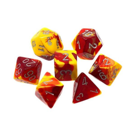 CHESSEX - Set de 7 dés - GEMINI - Rouge - Jaune/Argent