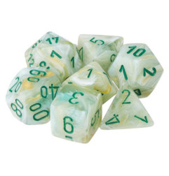 CHESSEX - Set de 7 dés - MARBLE Vert/Vert Foncé