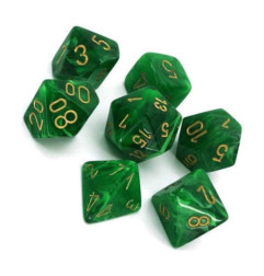 CHESSEX - Set de 7 dés - VORTEX - Vert/Or