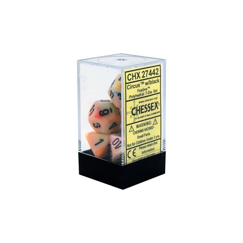 CHESSEX - Set de 7 dés - FESTIVE - Circus/Noir