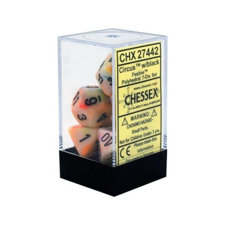 CHESSEX - Set de 7 dés - FESTIVE - Circus/Noir