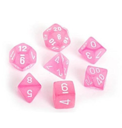CHESSEX - Set de 7 dés - FROSTED - Rose/Blanc
