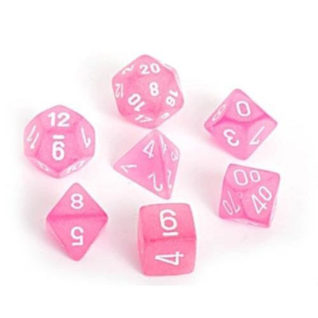 CHESSEX - Set de 7 dés - FROSTED - Rose/Blanc