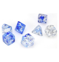 CHESSEX - Set de 7 dés - NEBULA - Bleu Foncé/Blanc