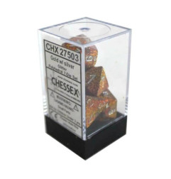 CHESSEX - Set de 7 dés - GLITTER - Or/Argent