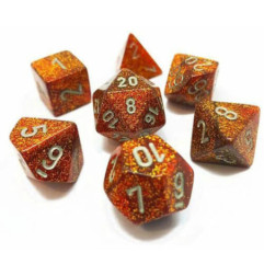 CHESSEX - Set de 7 dés - GLITTER - Or/Argent