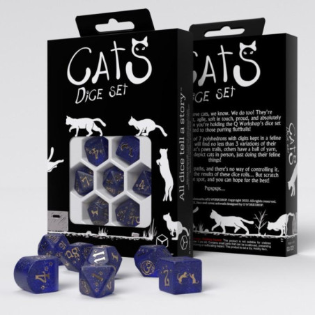 Série de 7 dés RPG Modernes Chat Meowster QWorkshop