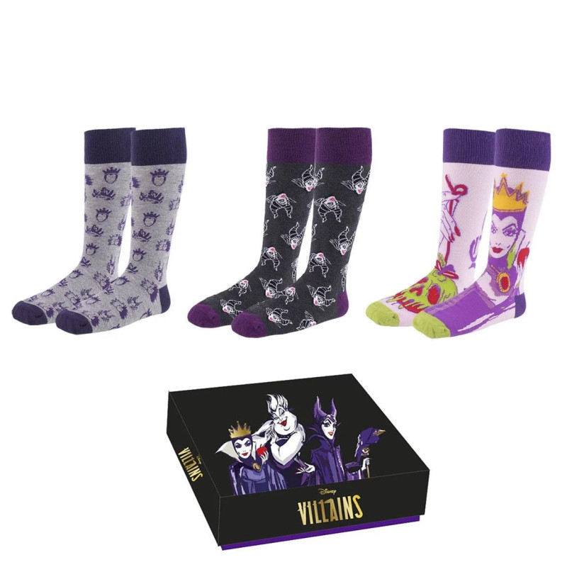 Chaussettes Disney Villains - Pack 3 paires 36-41