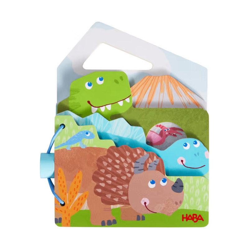 Livre en bois pour bébé - Dinosaures