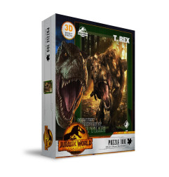 Puzzle 100p effet 3D - Jurassic World - T-Rex Post