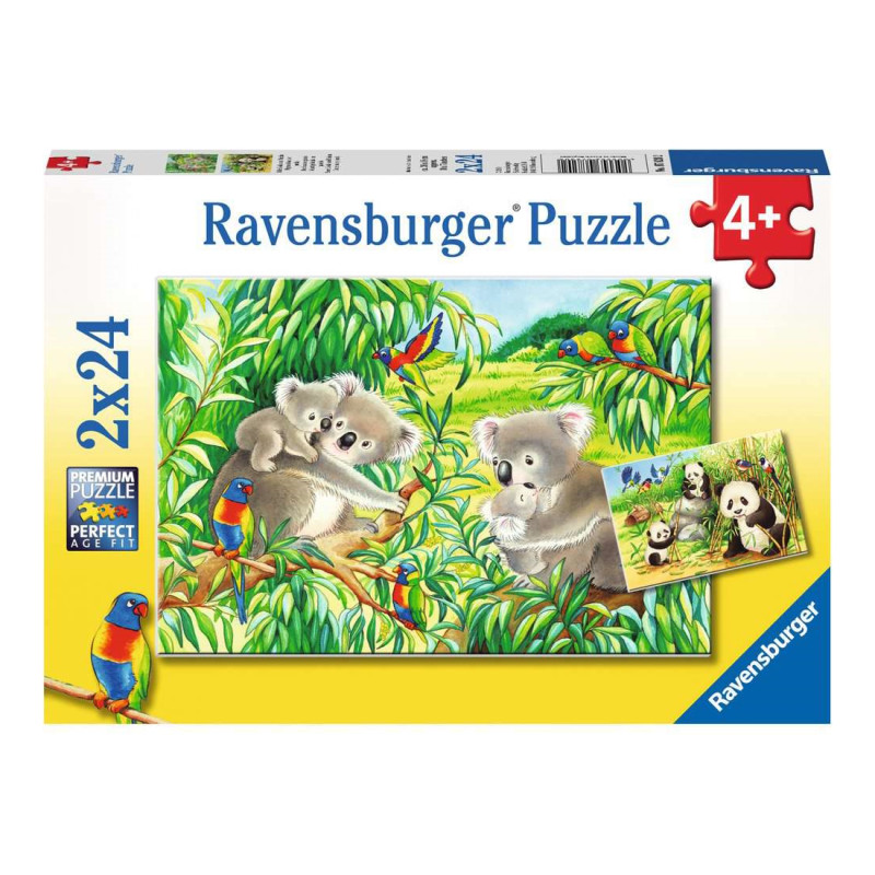 Puzzles 2x24p - Mignons koalas et panda