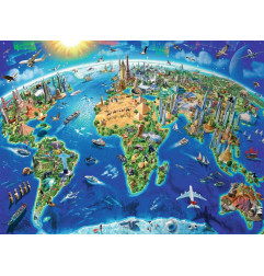 Puzzle 300p XXL - Carte des monuments du monde