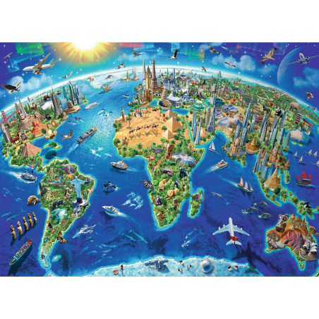 Puzzle 300p XXL - Carte des monuments du monde