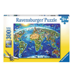 Puzzle 300p XXL - Carte des monuments du monde
