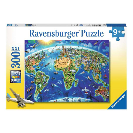 Puzzle 300p XXL - Carte des monuments du monde