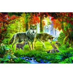 Puzzle 1000p - Bluebird - Summer Wolf Family