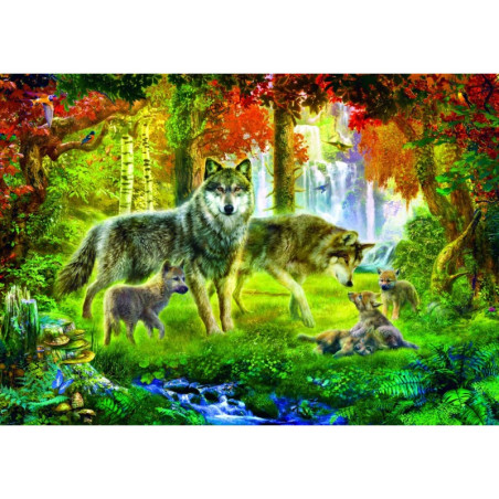 Puzzle 1000p - Bluebird - Summer Wolf Family