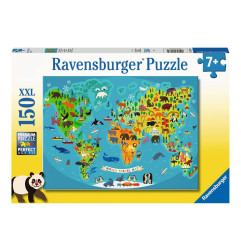 Puzzle 150p XXL - La carte du monde des animaux