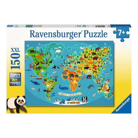 Puzzle 150p XXL - La carte du monde des animaux