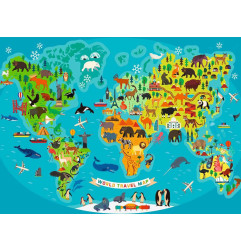 Puzzle 150p XXL - La carte du monde des animaux