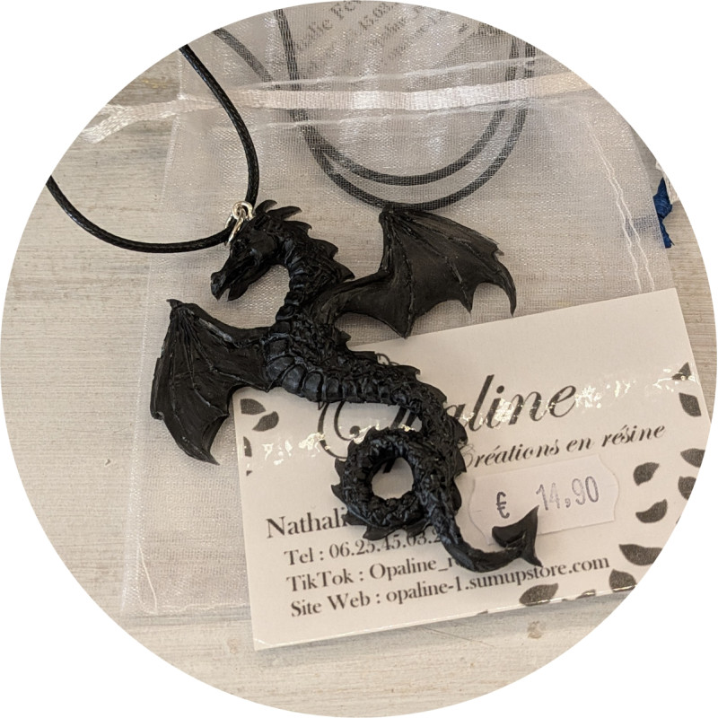 Collier Dragon 9cm (création artisanale en résine)