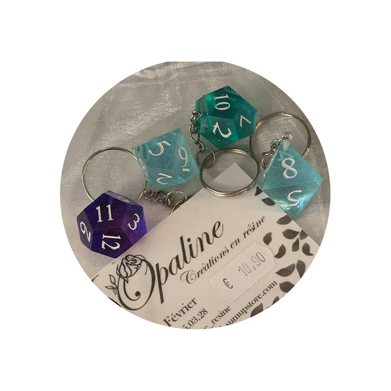Porte-Clefs Dé RPG (création artisanale en résine)