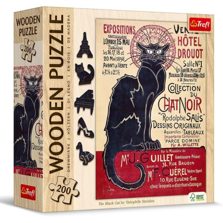 Puzzle 200p Bois - Chat Noir