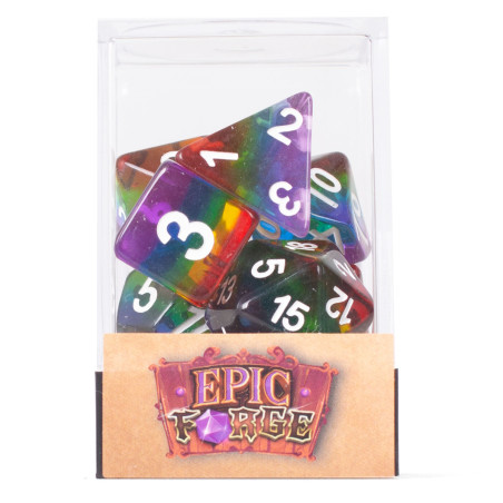 Série de 7 dés RPG Arc-en-ciel Transparent