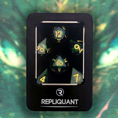 Repliquant - Set de 7 dés - Oeil de Dragon Mouvant Vert