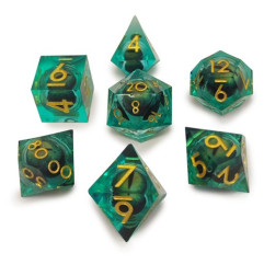 Repliquant - Set de 7 dés - Oeil de Dragon Mouvant Vert