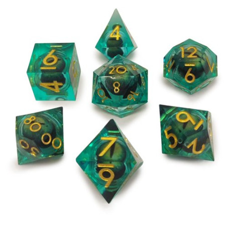 Repliquant - Set de 7 dés - Oeil de Dragon Mouvant Vert