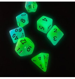 Repliquant - Set de 7 dés - Résine Vert Phosphorescent