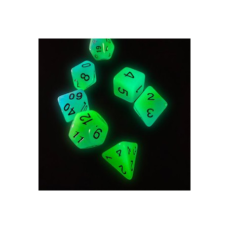 Repliquant - Set de 7 dés - Résine Vert Phosphorescent