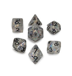 Repliquant - Set de 7 dés - Résine Transparent Arc-en-Ciel