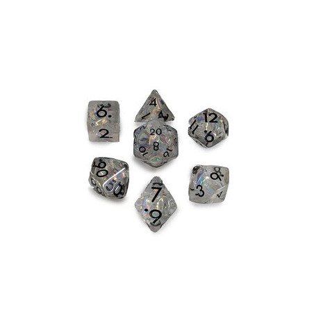 Repliquant - Set de 7 dés - Résine Transparent Arc-en-Ciel