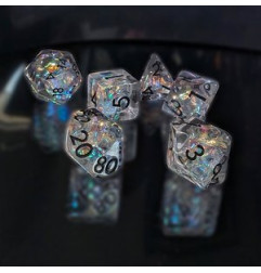 Repliquant - Set de 7 dés - Résine Transparent Arc-en-Ciel