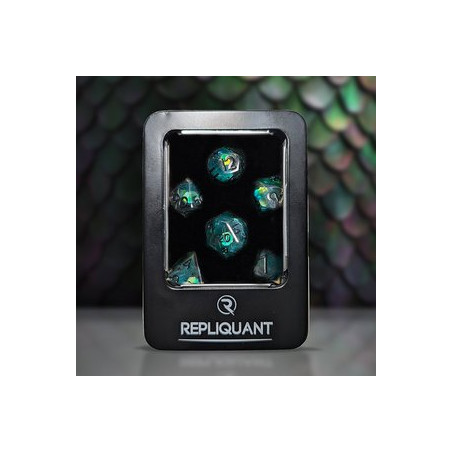 Repliquant - Set de 7 dés - Résine Ecailles Vertes