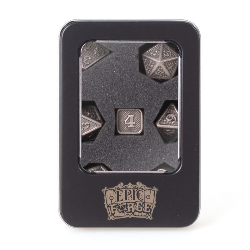 Epic Forge - Set de 7 dés métal - Solid Silver