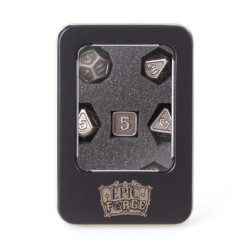 Epic Forge - Set de 7 dés métal - Shiny Silver