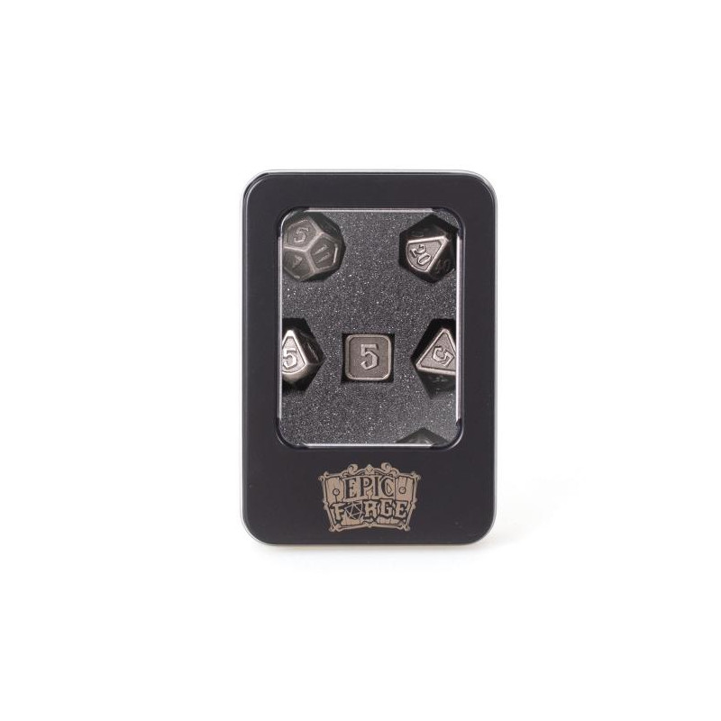 Epic Forge - Set de 7 dés métal - Shiny Silver