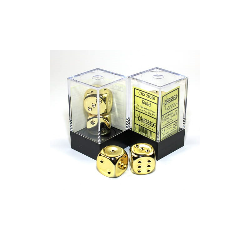 Set de 2 D6 Or Chessex 16mm