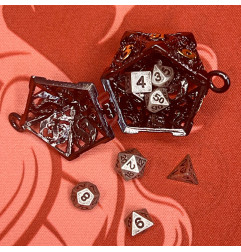 Porte-Clefs D20 Noir Doré avec 7 mini dés RPG