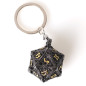 Porte-Clefs D20 Noir Doré avec 7 mini dés RPG